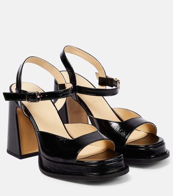 Souliers Martinez Gracia patent leather platform sandals