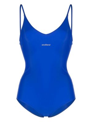 Soulland Adel logo-patch swimsuit - Blue