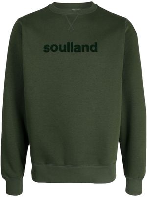 Soulland Bay flocked-logo crew-neck sweatshirt - Green