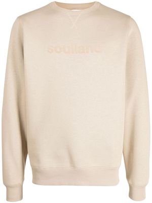 Soulland Bay flocked-logo crew-neck sweatshirt - Neutrals