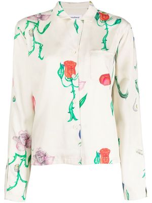 Soulland Betty floral shirt - White