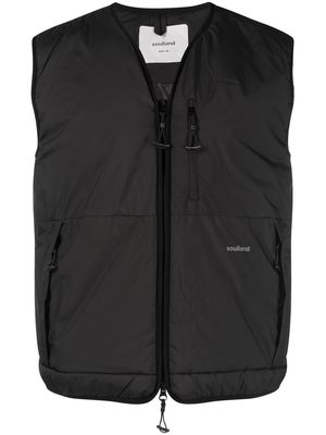 Soulland Clay logo-print padded vest - Black