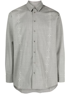 Soulland embroidered-design long-sleeve shirt - Grey