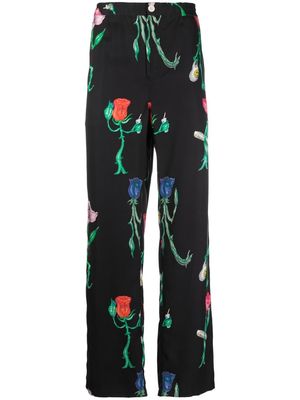 Soulland Fadi floral-print straight trousers - Black