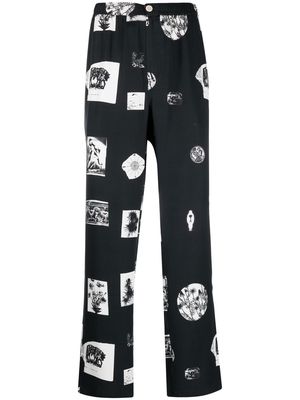 Soulland Fadi graphic-print trousers - Black