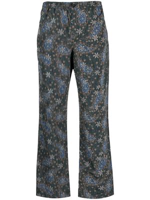 Soulland floral-paisley straight-leg trousers - Green