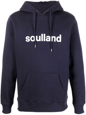 Soulland Googie logo-print hoodie - Blue