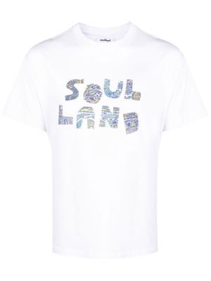 Soulland paisley-print logo-print T-shirt - White