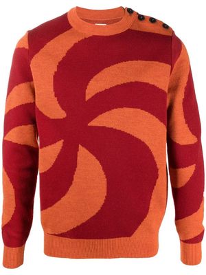 Soulland spiral-pattern crew neck jumper - Orange