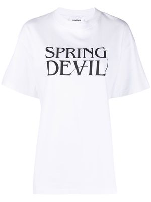Soulland Spring Devil logo-print T-shirt - White