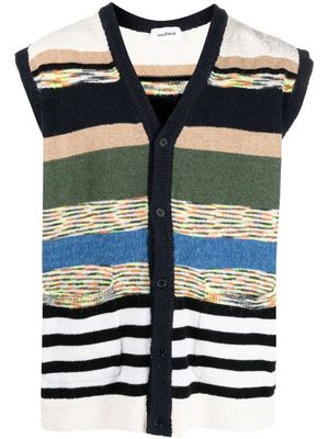 Soulland striped button-up vest - Black