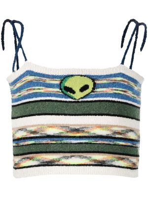 Soulland striped intarsia-knit top - Green