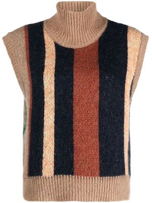Soulland striped roll-neck sleeveless jumper - Neutrals
