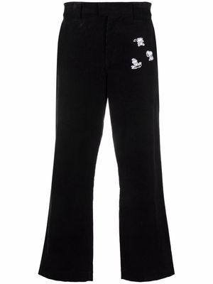 Soulland x Peanuts embroidered-graphic straight-leg trousers - Black
