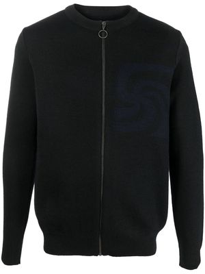 Soulland zip-up knitted cardigan - Black