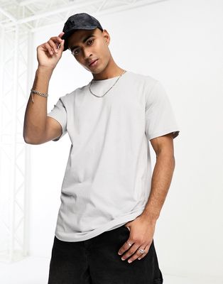 Soulstar curved hem t-shirt in light gray