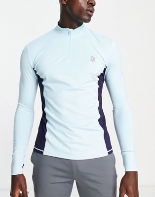 South Beach 1/4 zip long sleeve top in light blue