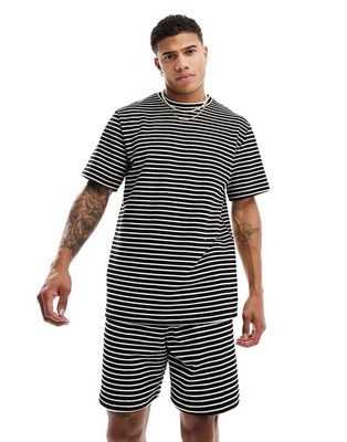 South Beach beach shirt in textured stripe - part of a set-Multi