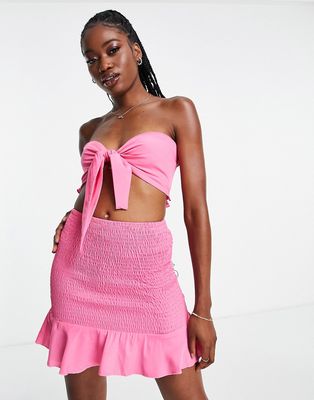 South Beach beach skirt and tie top set in pink