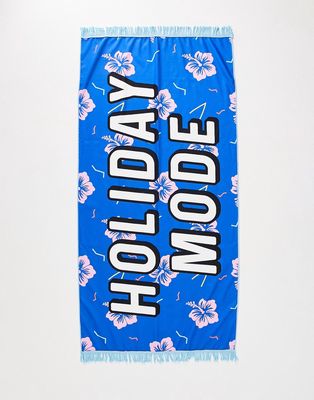 South Beach beach towel in holiday print-Blue