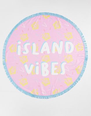 South Beach beach towel in island vibes print-Pink