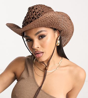 South Beach cowboy festival hat with chin strap in brown