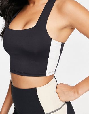 South Beach crop top with piping detail in black