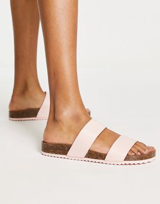 South Beach double strap footbed sandals in pink