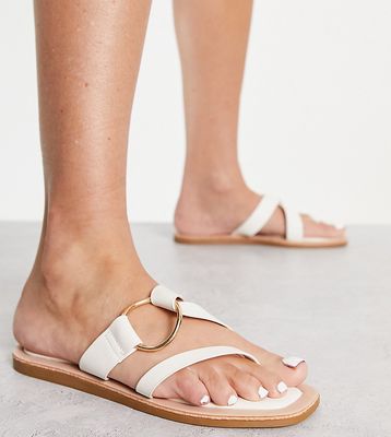 South Beach hardware flat sandals in cream-White