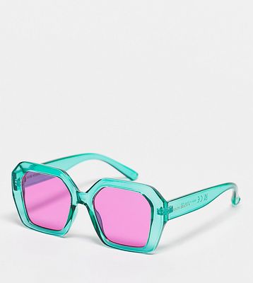 South Beach hexagonal sunglasses in turquoise-Blue