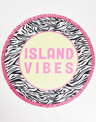 South Beach Island Vibes towel in yellow and pink
