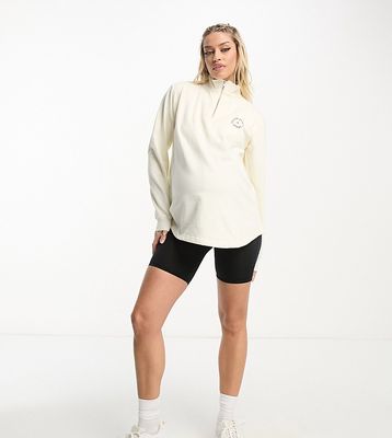 South Beach Maternity 1/4 zip sweatshirt in stone-White