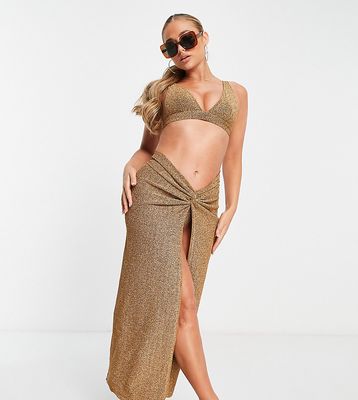 South Beach maxi sarong in gold metallic