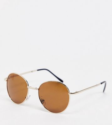 South Beach minimal aviator foldable sunglasses in gold with brown lens