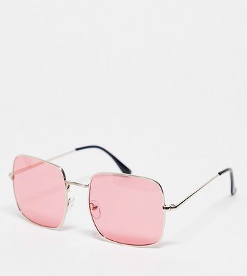 South Beach oversized square metal sunglasses in pink