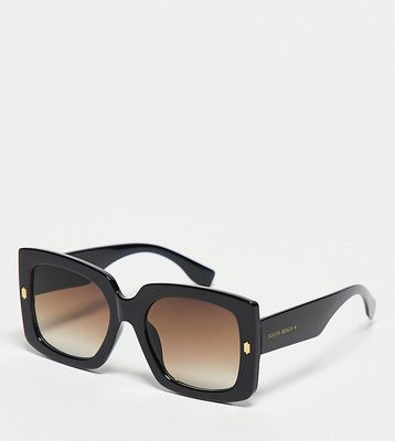 South Beach oversized square sunglasses in black