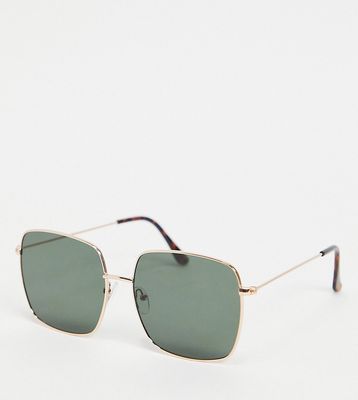 South Beach oversized square sunglasses with gold frames and green lens
