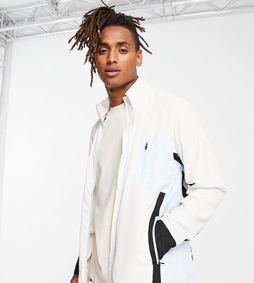 South Beach paneled full zip lightweight jacket in cream and blue-White