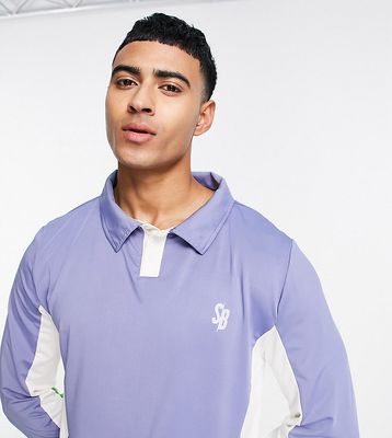South Beach paneled polo jersey in navy-Blue