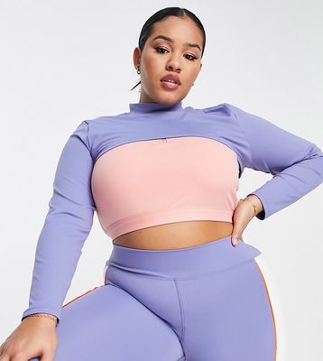 South Beach Plus polyester long sleeve shrug top in blue