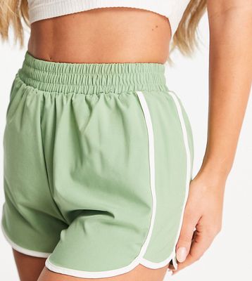 South Beach polyester woven runner shorts in khaki-Green