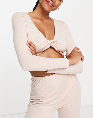 South Beach polyester yoga twist front top in pink