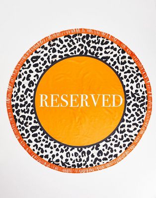 South Beach Reserved beach towel in orange and leopard print