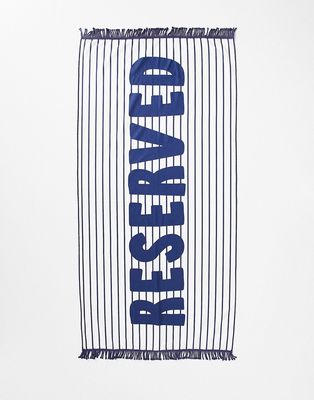 South Beach Reserved towel in navy stripes-Gray