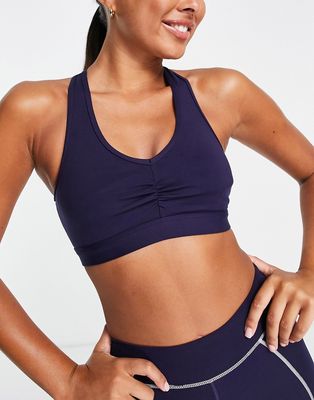 South Beach ruched light support sports bra in navy