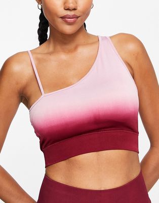 South Beach seamless asymmetric sports bra in ombre pink