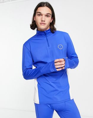 South Beach ski fleece back 1/4 zip long sleeve top in blue