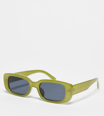 South Beach slim rectangular sunglasses in olive-Green