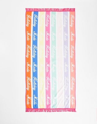 South Beach Stripe Motif towel in pink, blue and yellow stripe