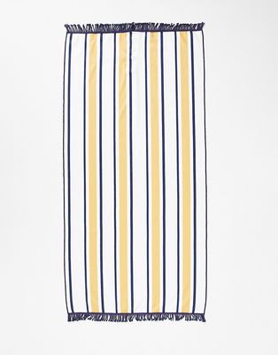 South Beach towel in yellow, blue and white stripes